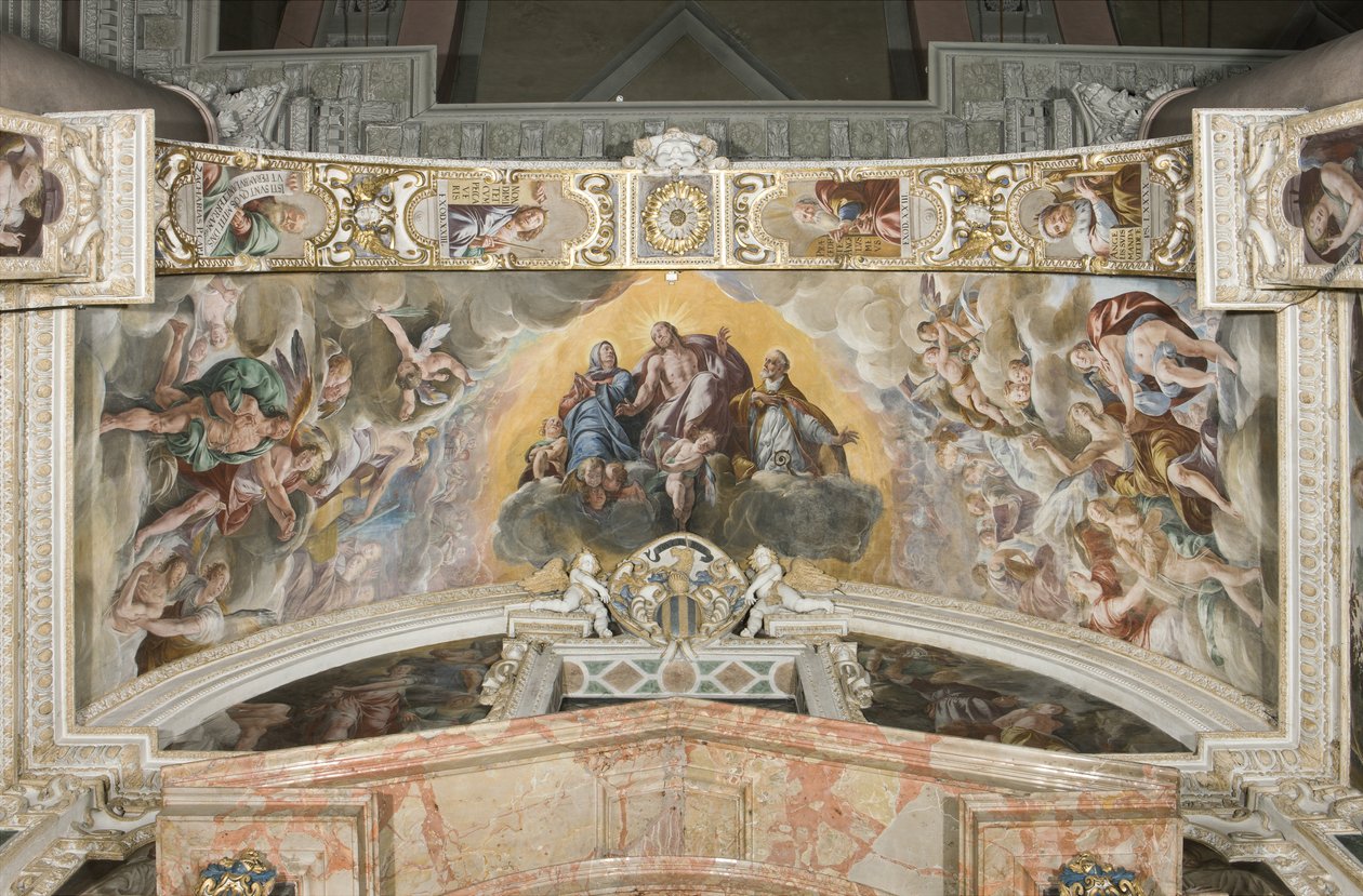 Kristus i ära med den helige Gaudentius och i ärken Sakarias, Moses och kung David av Tanzio da Varallo
