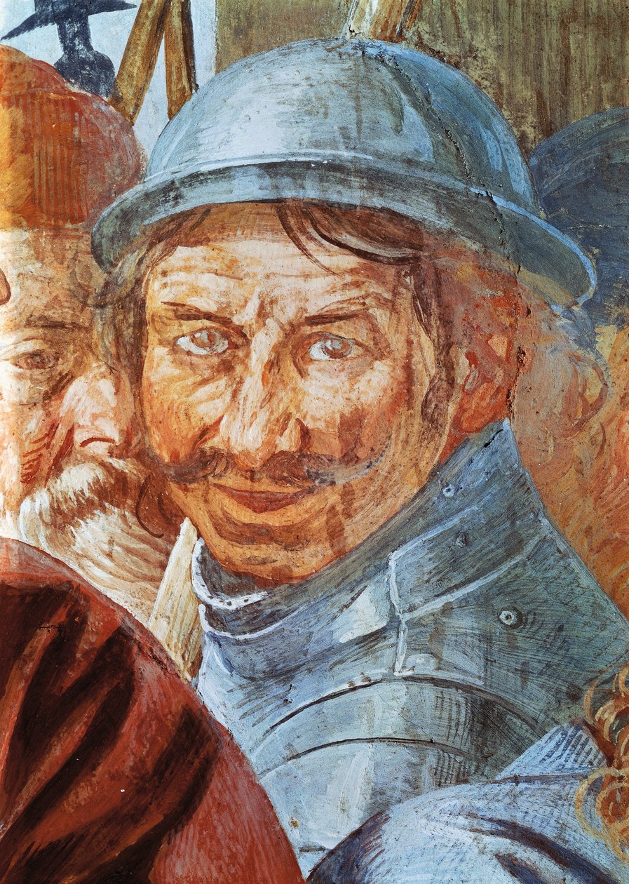 Chef för krigare, detalj från fresk, av Antonio d