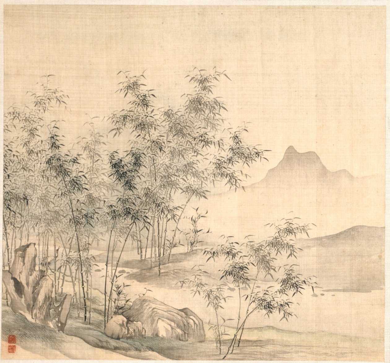 En ensam kran i Bamboo Grove, tidigt 1600-tal. av Tao Hong