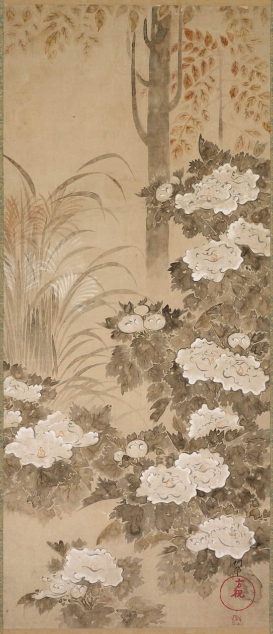 Höstens blommor och lövverk, mitten av 1700-talet. av Tatebayashi Kagei