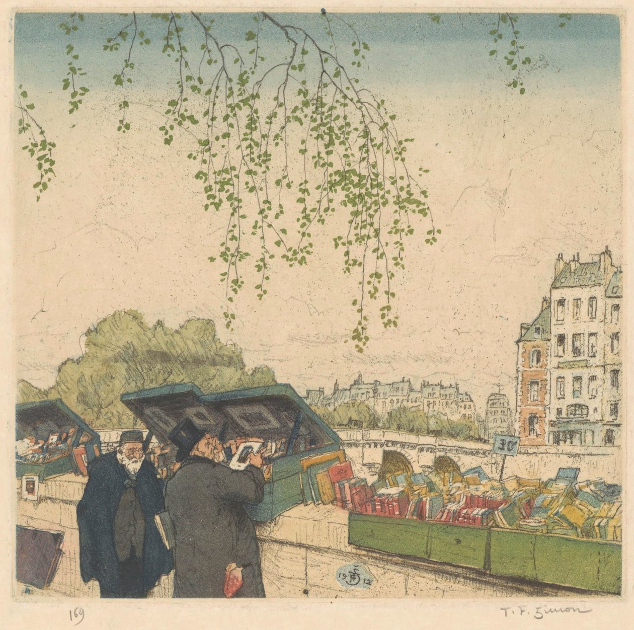 Bokhandlare på en kaj i Paris av Tavík František Šimon (signed by artist)