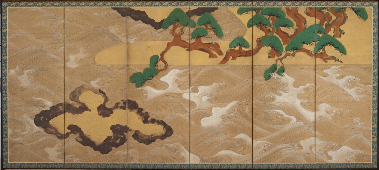 Waves at Matsushima, Edo Period (bläck, färg, guld och silver på papper) av Tawaraya Sotatsu