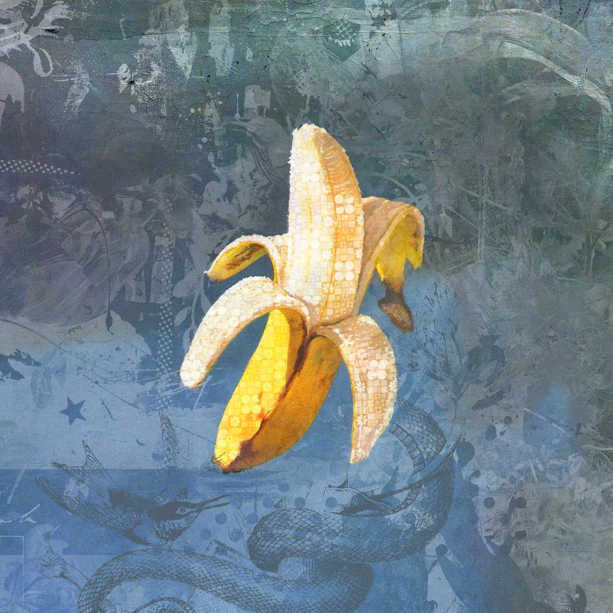 BANANAZ, 2015 (Collage på duk) av Teis Albers