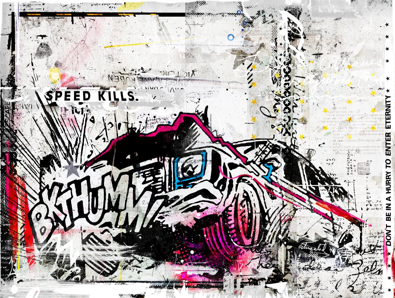 BKTHUMM, 2015 (Collage på duk) av Teis Albers