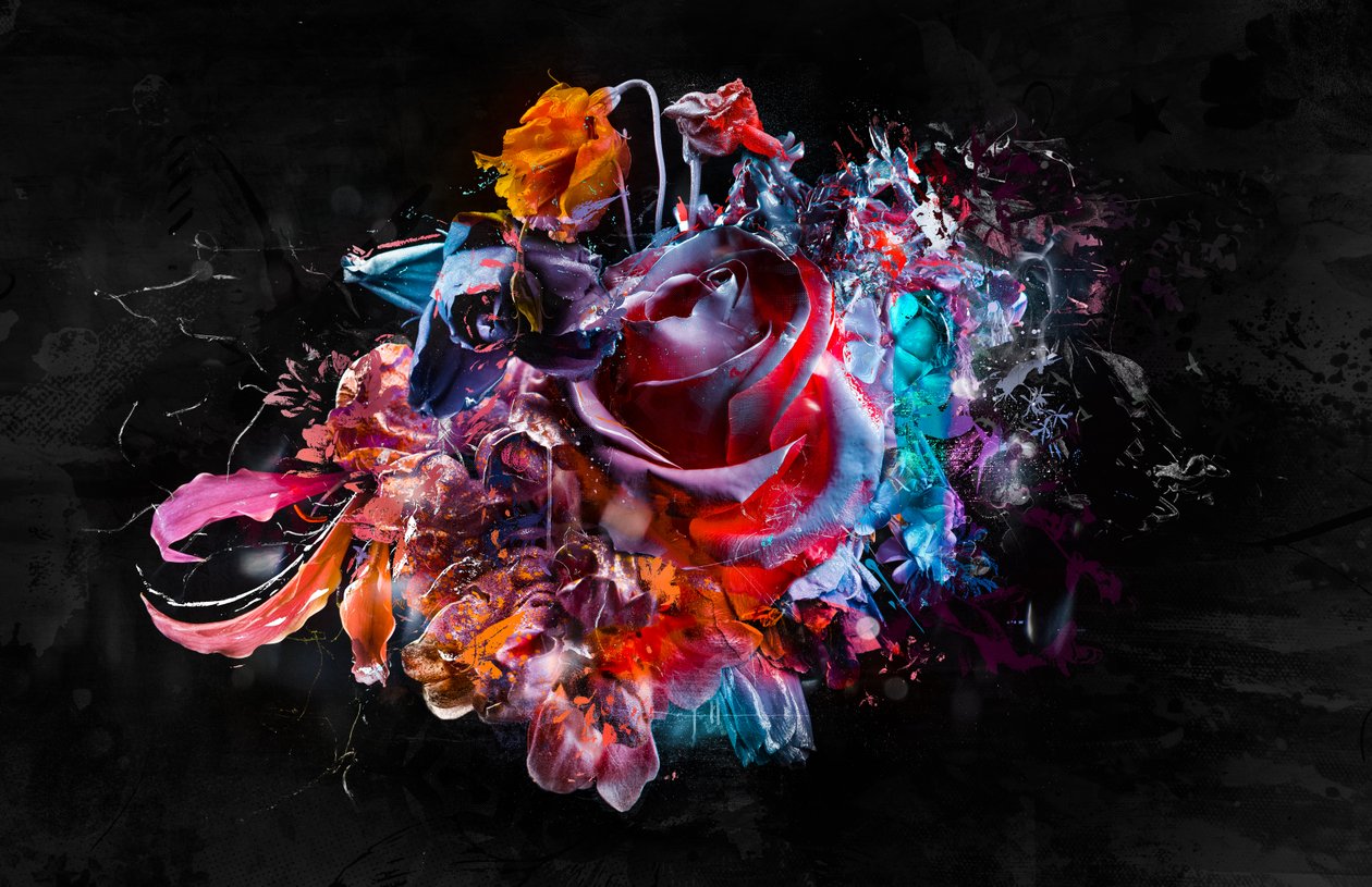 BOUQUET XVI, 2018 (blandade media på duk) av Teis Albers