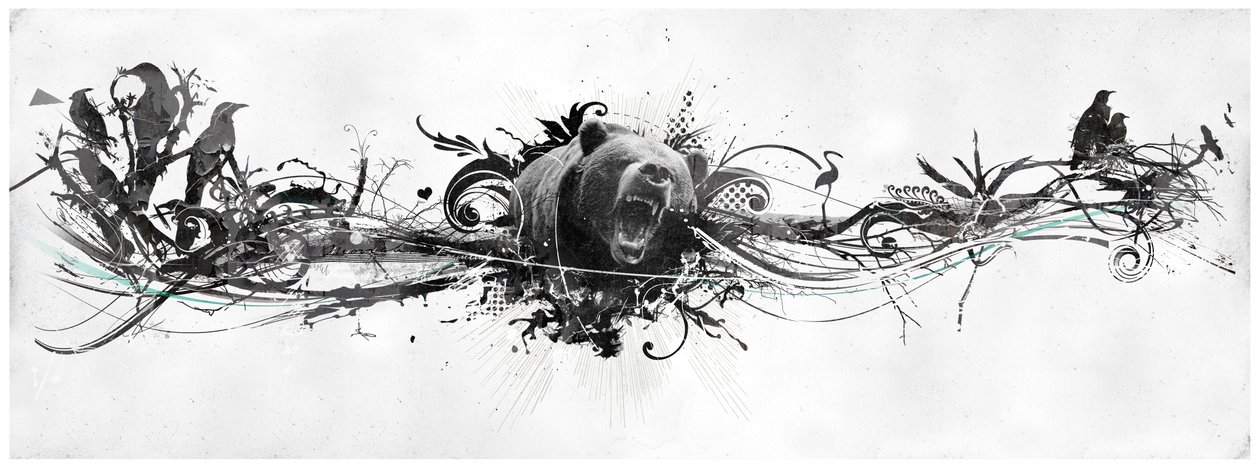 Bear Growl, 2014 (Collage på duk) av Teis Albers