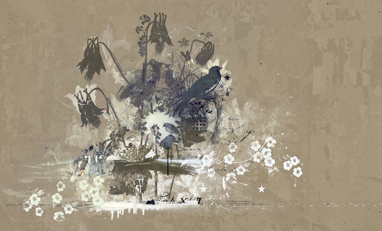 Fågelbukett, 2015 (Collage på duk) av Teis Albers