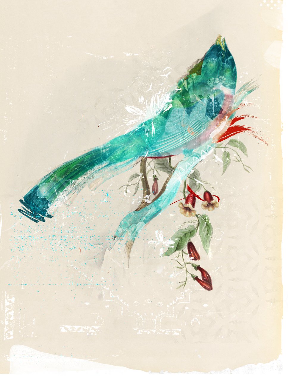 Bird Silhouette, 2017 (Collage på duk) av Teis Albers
