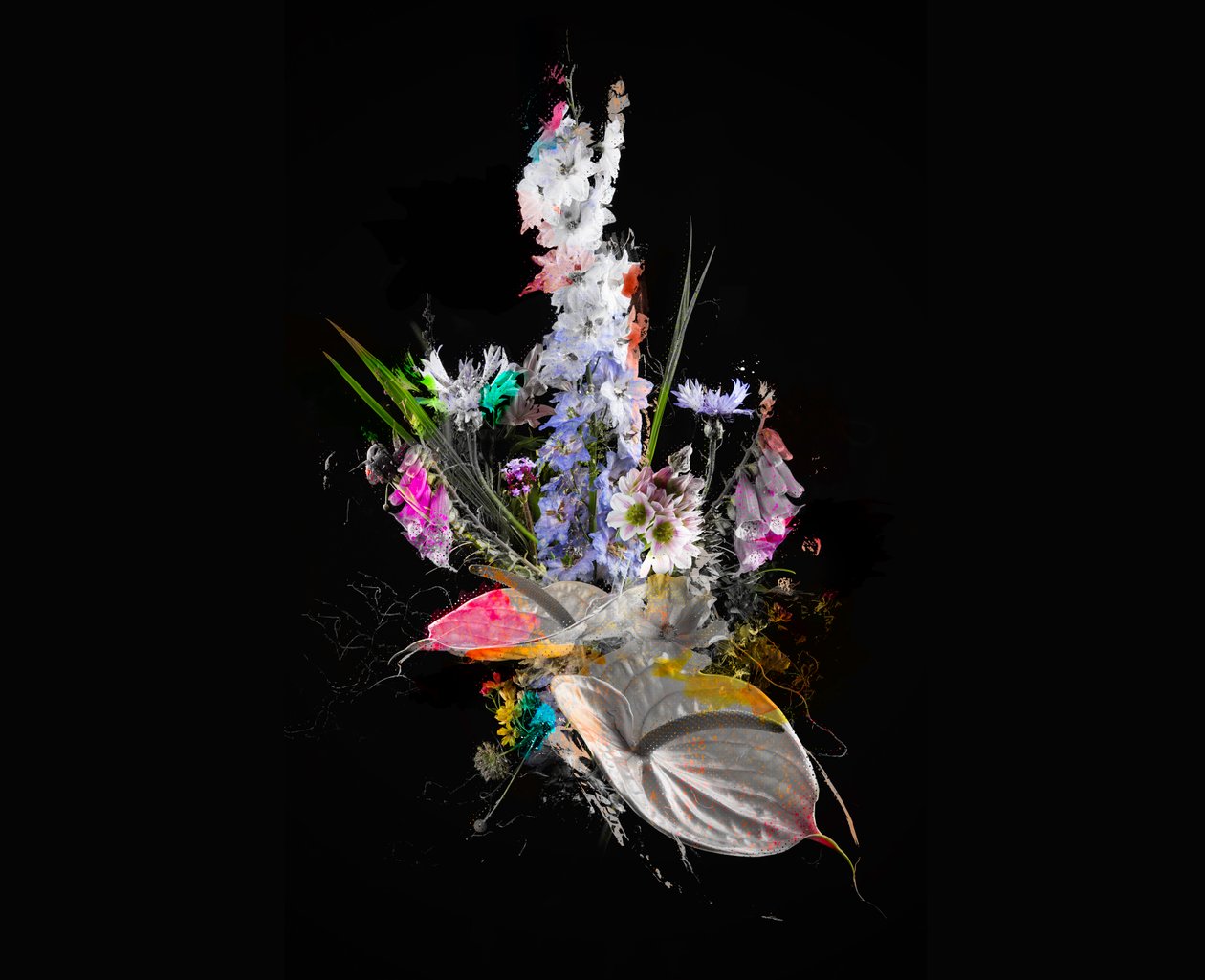 Bouquet II, 2017 (blandade media på duk) av Teis Albers