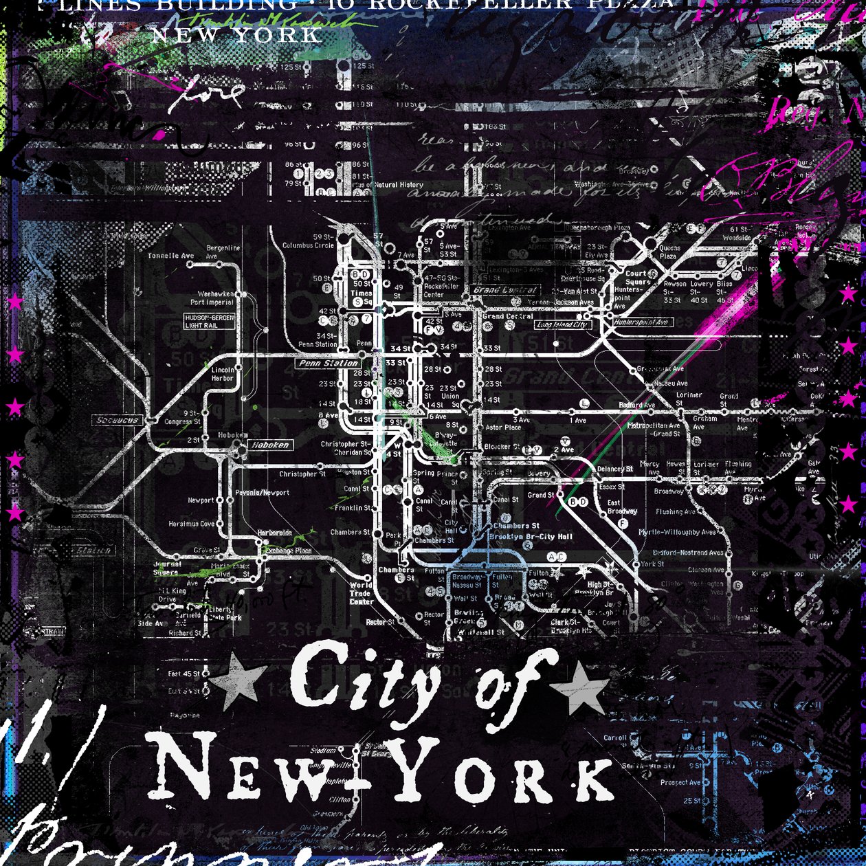 City of new york, 2014 (blandade media på duk) av Teis Albers
