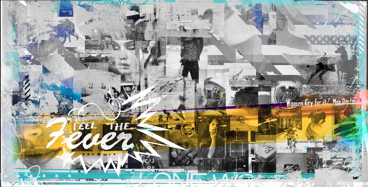 Feel the Fever, 2018 (Collage på duk) av Teis Albers