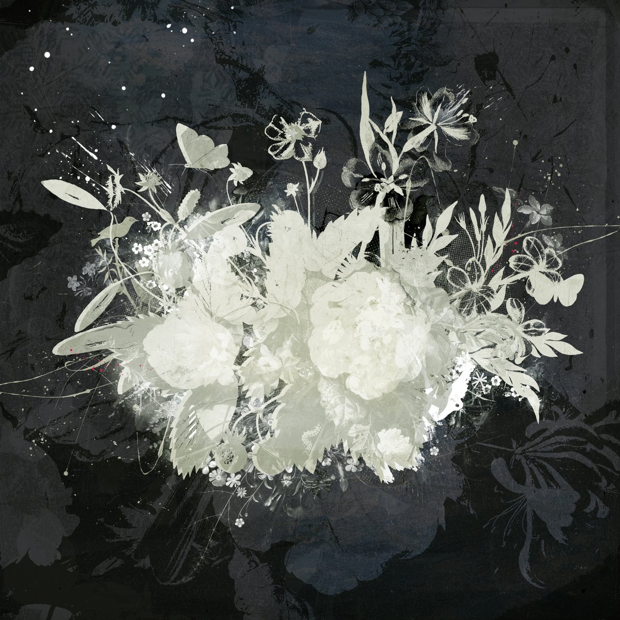 Blommig siluett, 2015 (Collage på duk) av Teis Albers