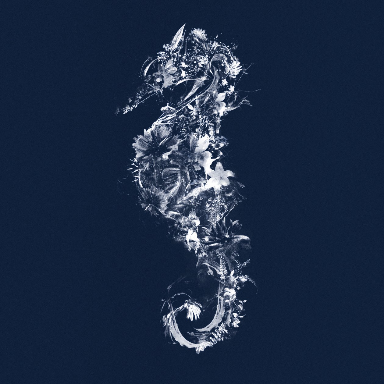 Floralseahorse, 2019 (blandade media på duk) av Teis Albers