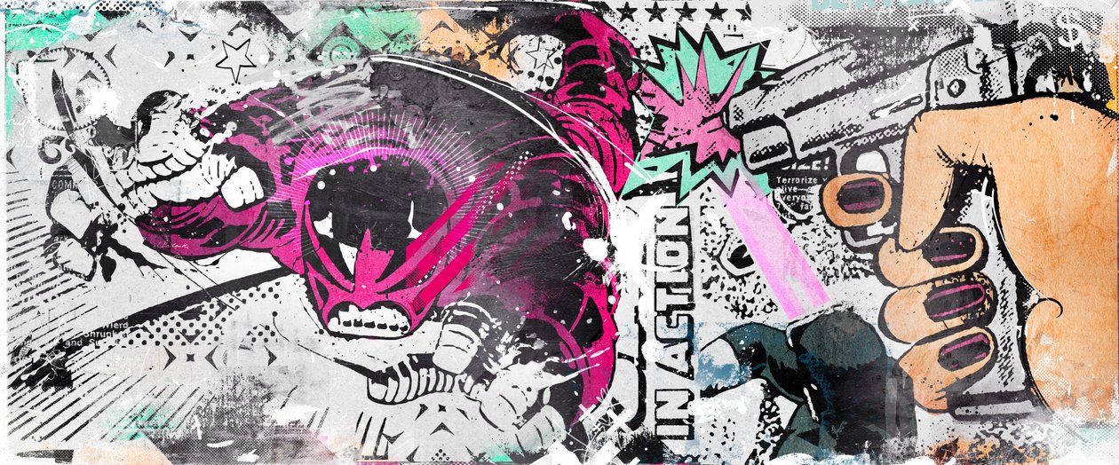 In Action, 2015 (Collage på duk) av Teis Albers