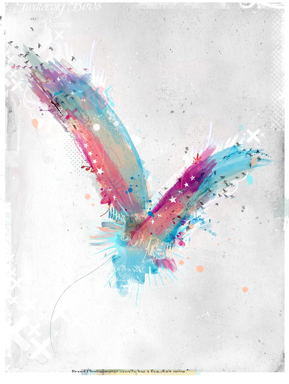 Under flygning, 2015 (Collage på duk) av Teis Albers