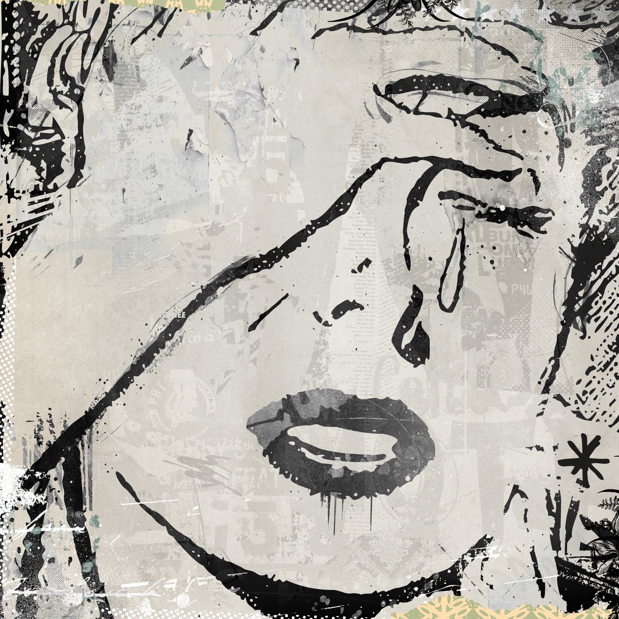In tears, 2015 (Collage på duk) av Teis Albers