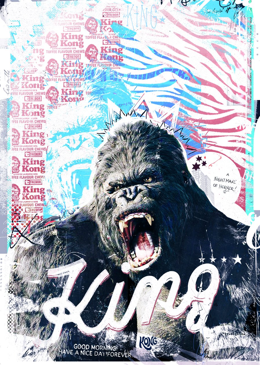 King, 2017 (Collage på duk) av Teis Albers
