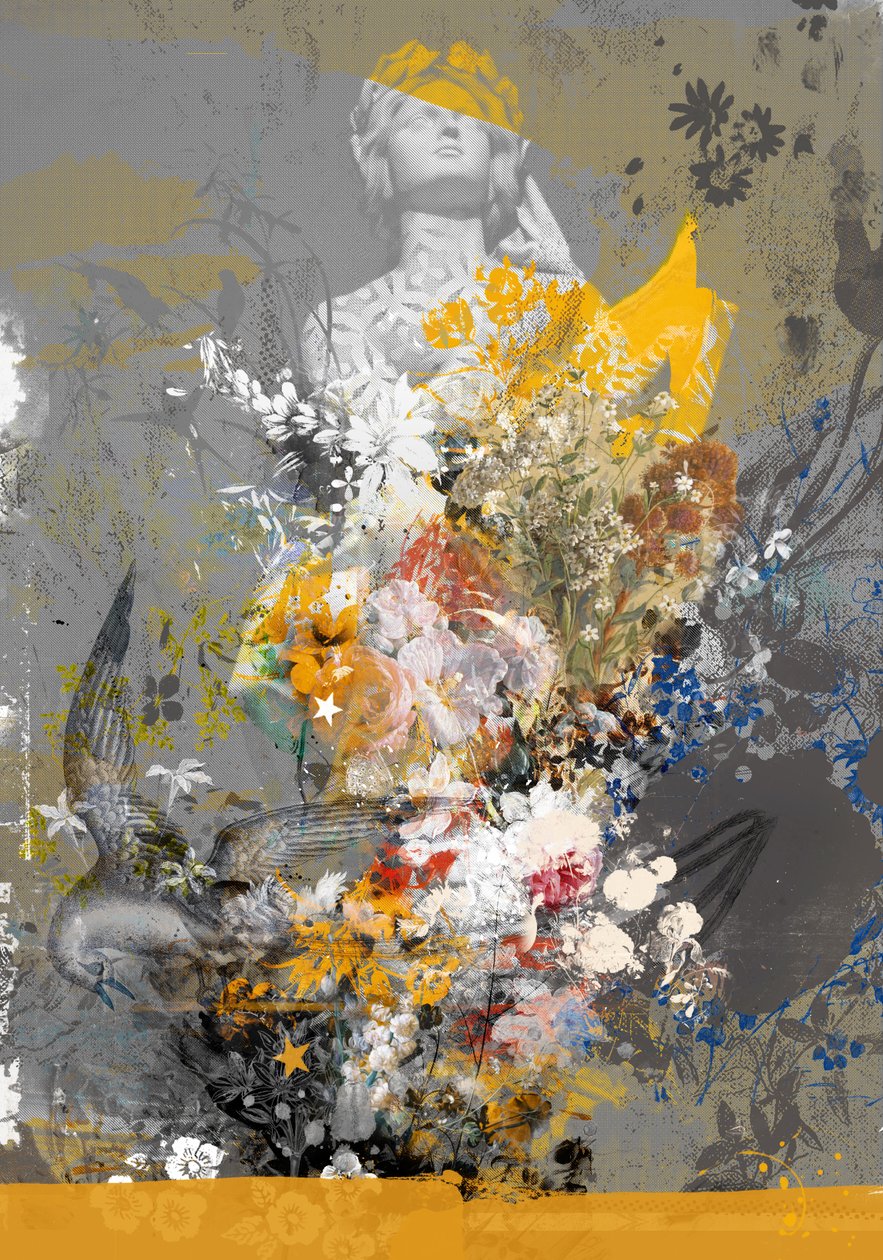 Eldlinje, 2017 (Collage på duk) av Teis Albers