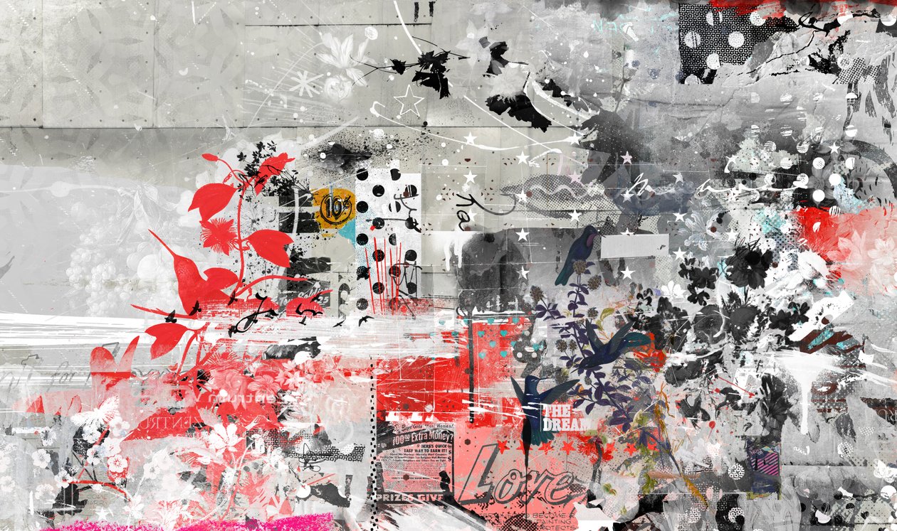 Kärlekscollage, 2016 (Collage på duk) av Teis Albers