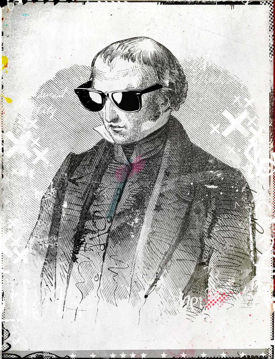 Mr. solglasögon, 2015 (Collage på duk) av Teis Albers