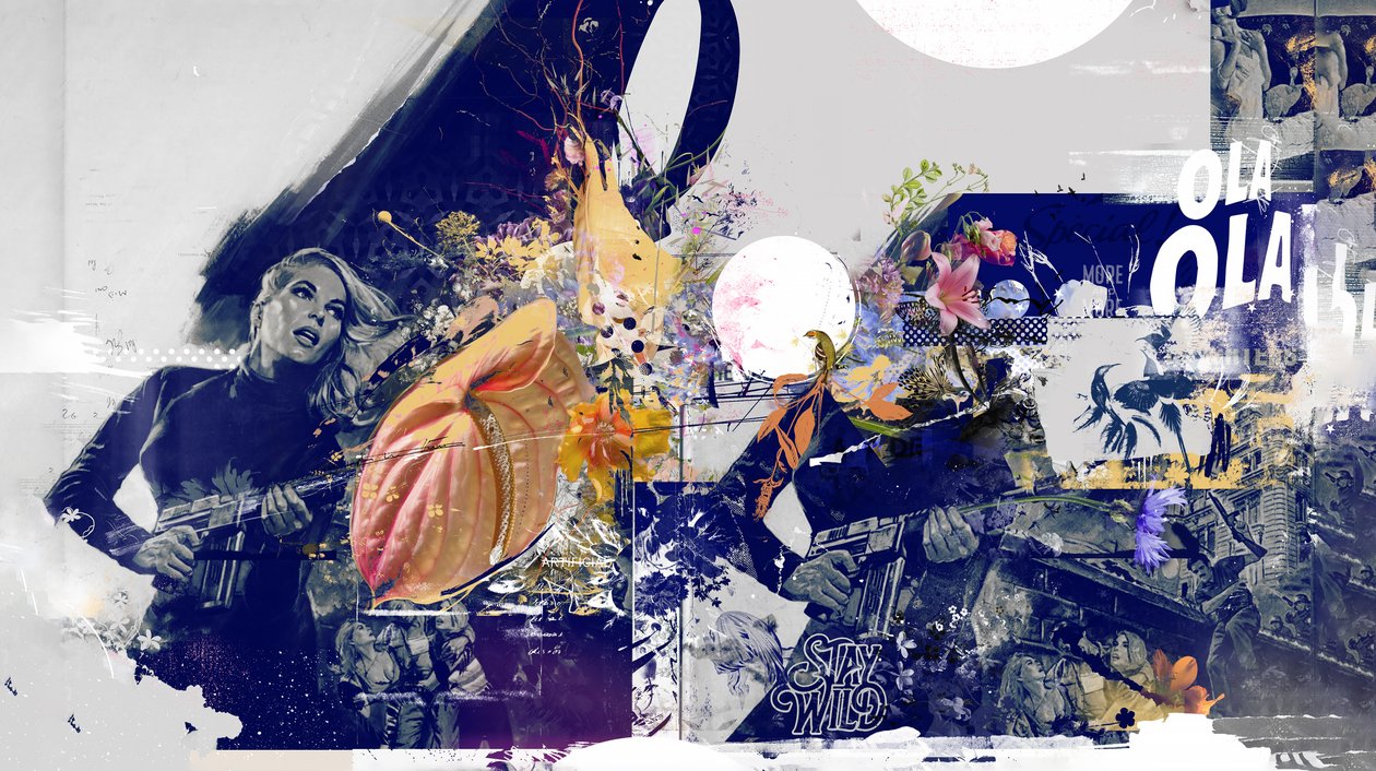 OLALA, 2016 (Collage på duk) av Teis Albers