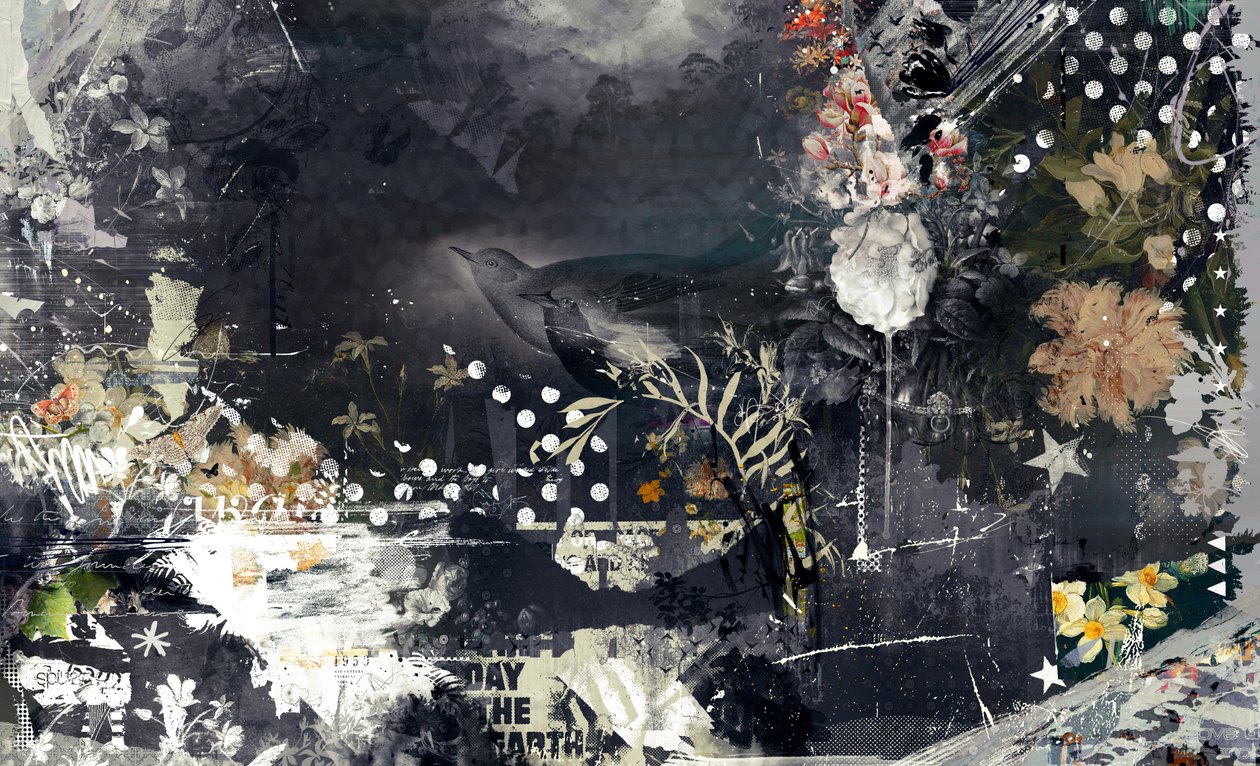 On a Branch, 2015 (Collage på duk) av Teis Albers