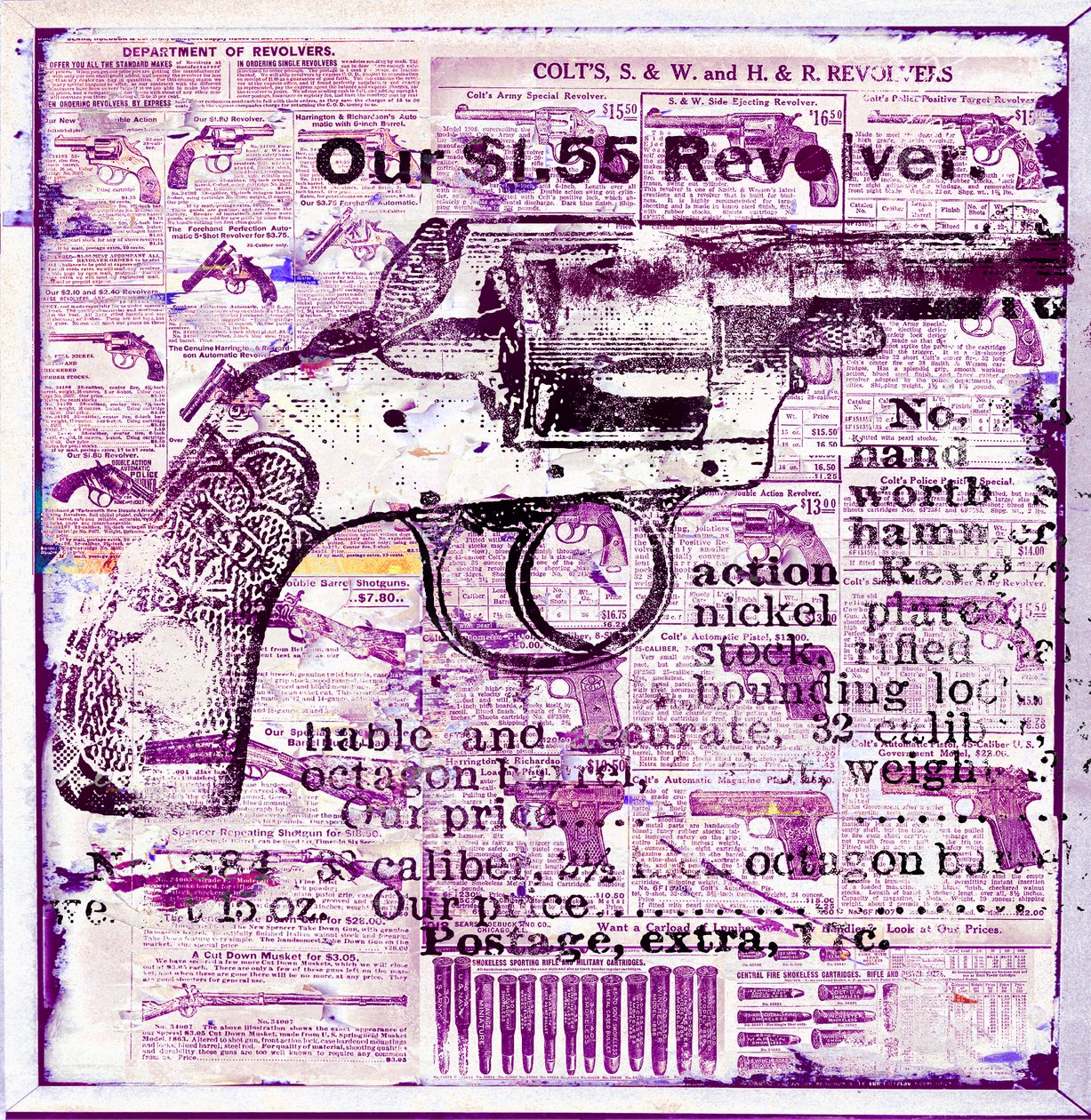Vår 1.55 revolver, 2015 (mixed media på duk) av Teis Albers