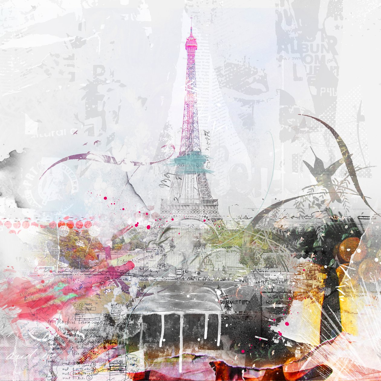 Paris, 2014 (Collage på duk) av Teis Albers