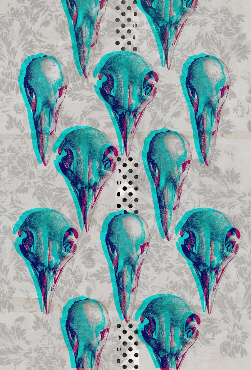 Series of Skulls, 2016 (Collage på duk) av Teis Albers