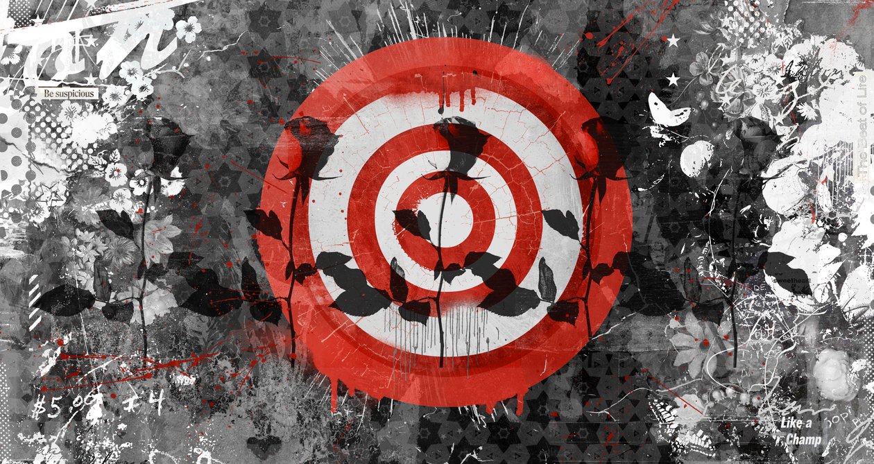 Target Rose, 2014 (Collage på duk) av Teis Albers