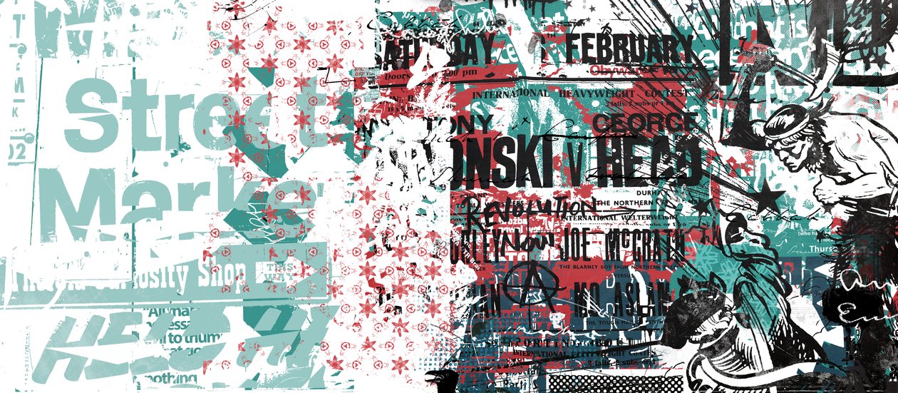 Tomahawk race, 2015 (Collage på duk) av Teis Albers