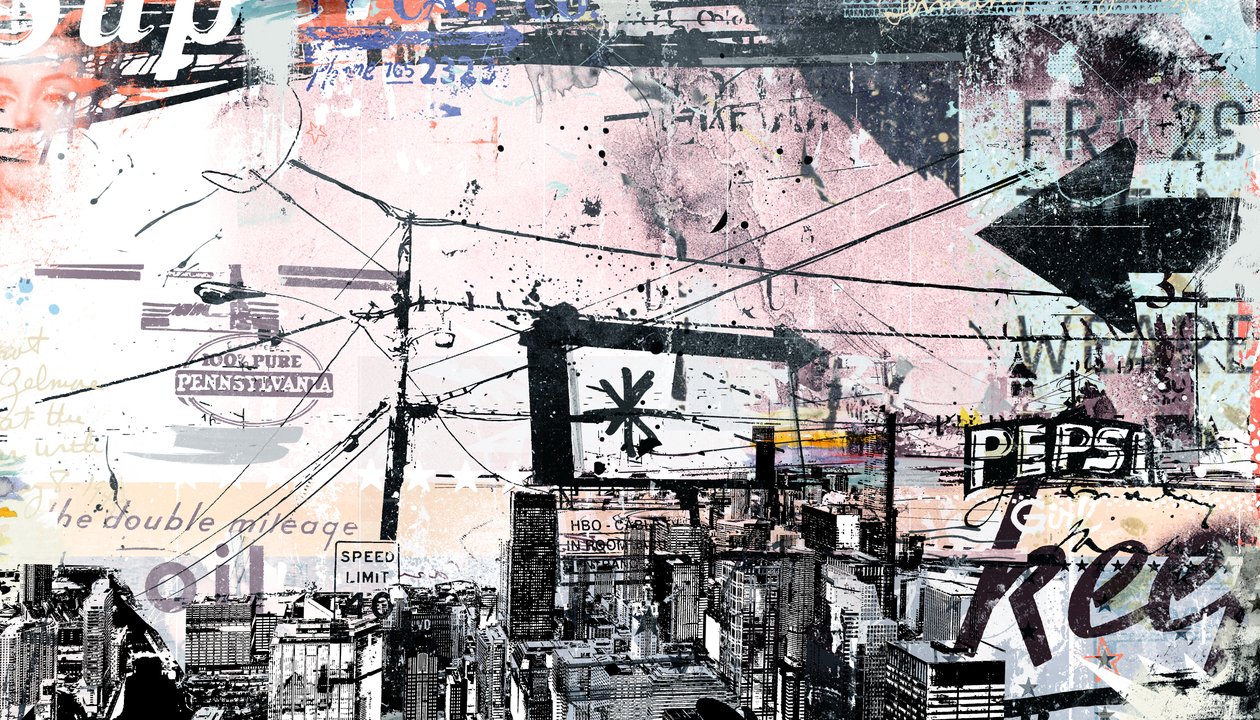 Urbanise, 2016 (Collage på duk) av Teis Albers