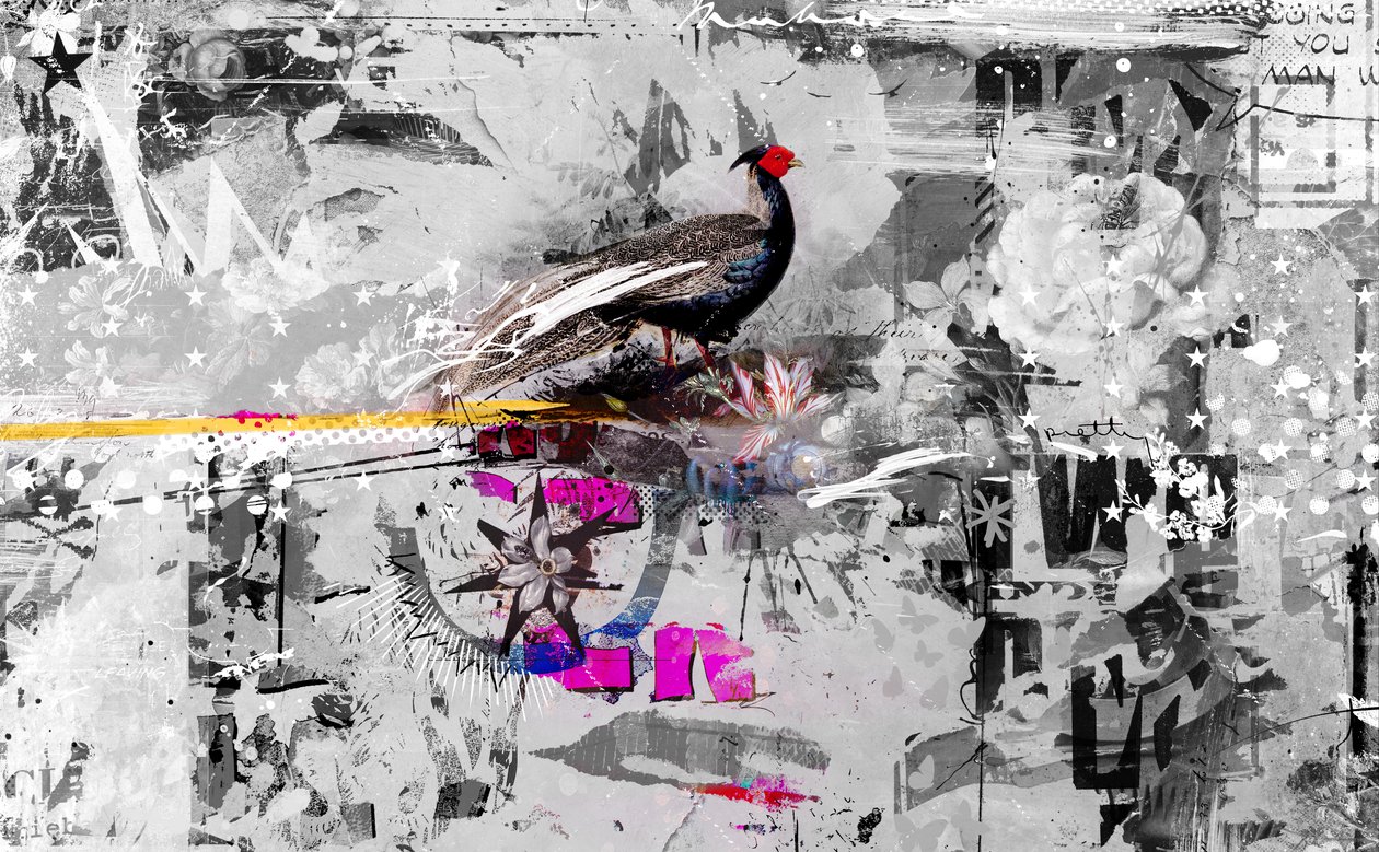 Who dunnit, 2017 (Collage på duk) av Teis Albers