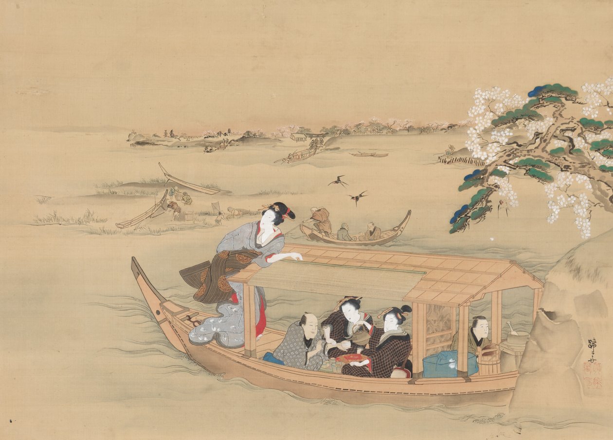 Båt till Yoshiwara, 1800-talet. av Teisai Hokuba