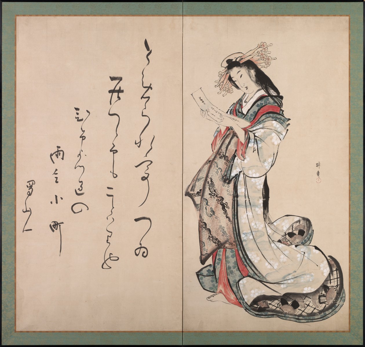 Courtesan Reading a Letter, tidigt 1800-tal. av Teisai Hokuba