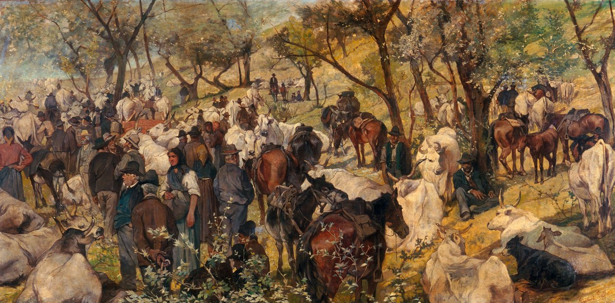 Maremma marknad av Telemaco Signorini