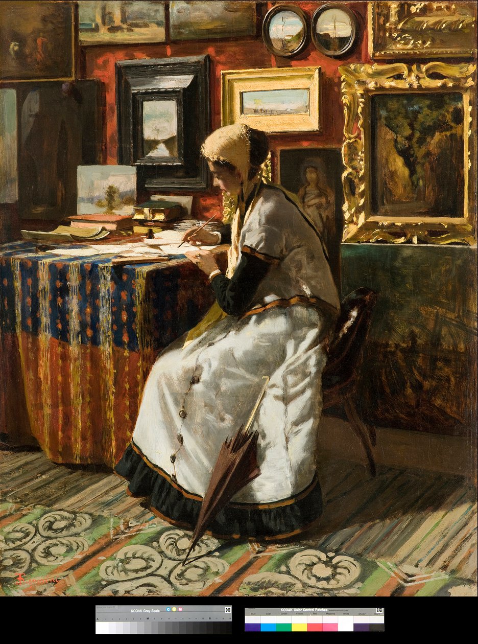 Kan inte vänta eller brevet Målning av Telemaco Signorini (1835-1901) 1867 Privat samling av Telemaco Signorini