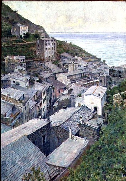 Taken i Riomaggiore (olja på duk) av Telemaco Signorini
