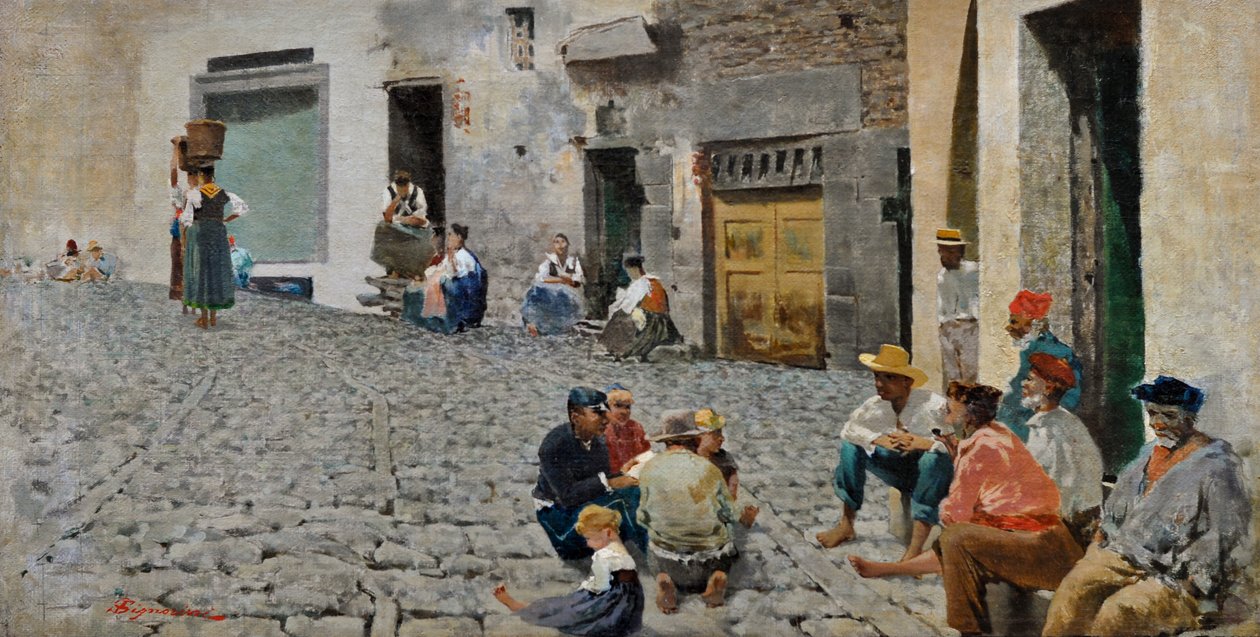 Sjömän i Riomaggiore, ca 1892-93 (olja på duk) av Telemaco Signorini
