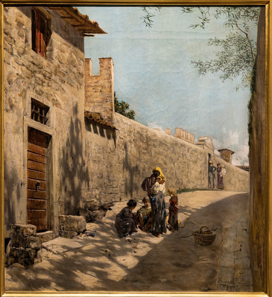Liten Tuscany Street med figurer av Telemaco Signorini