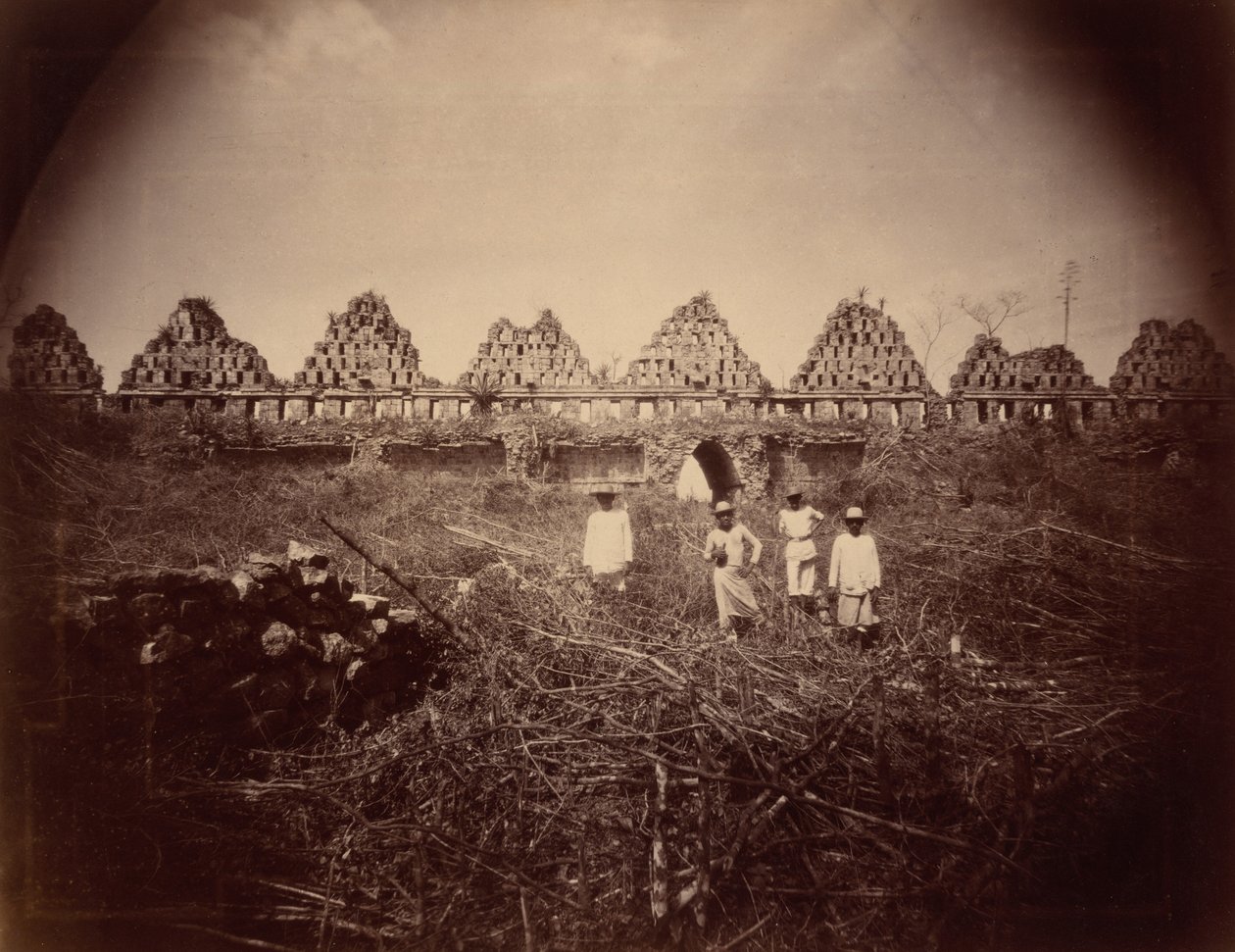 El Palacio de las Palomas, Uxmal (Duvornas palats, Uxmal),1893 (foto) av Teoberto Maler