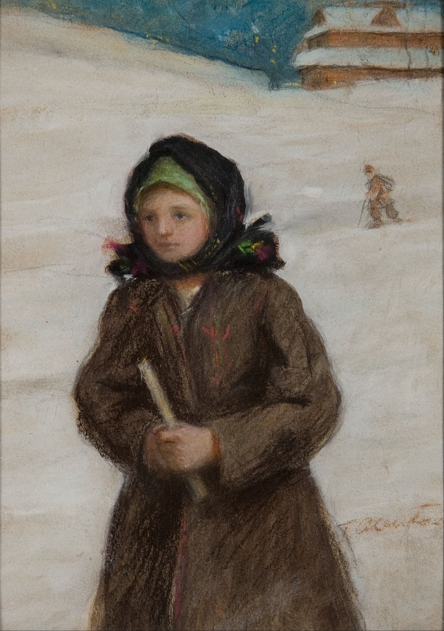Flicka med ett ljus av Teodor Axentowicz