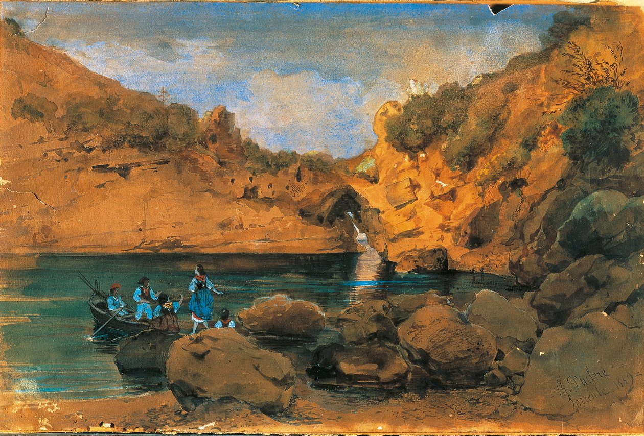Sirener som badar i Sorrento (akvarell) av Teodoro Duclere