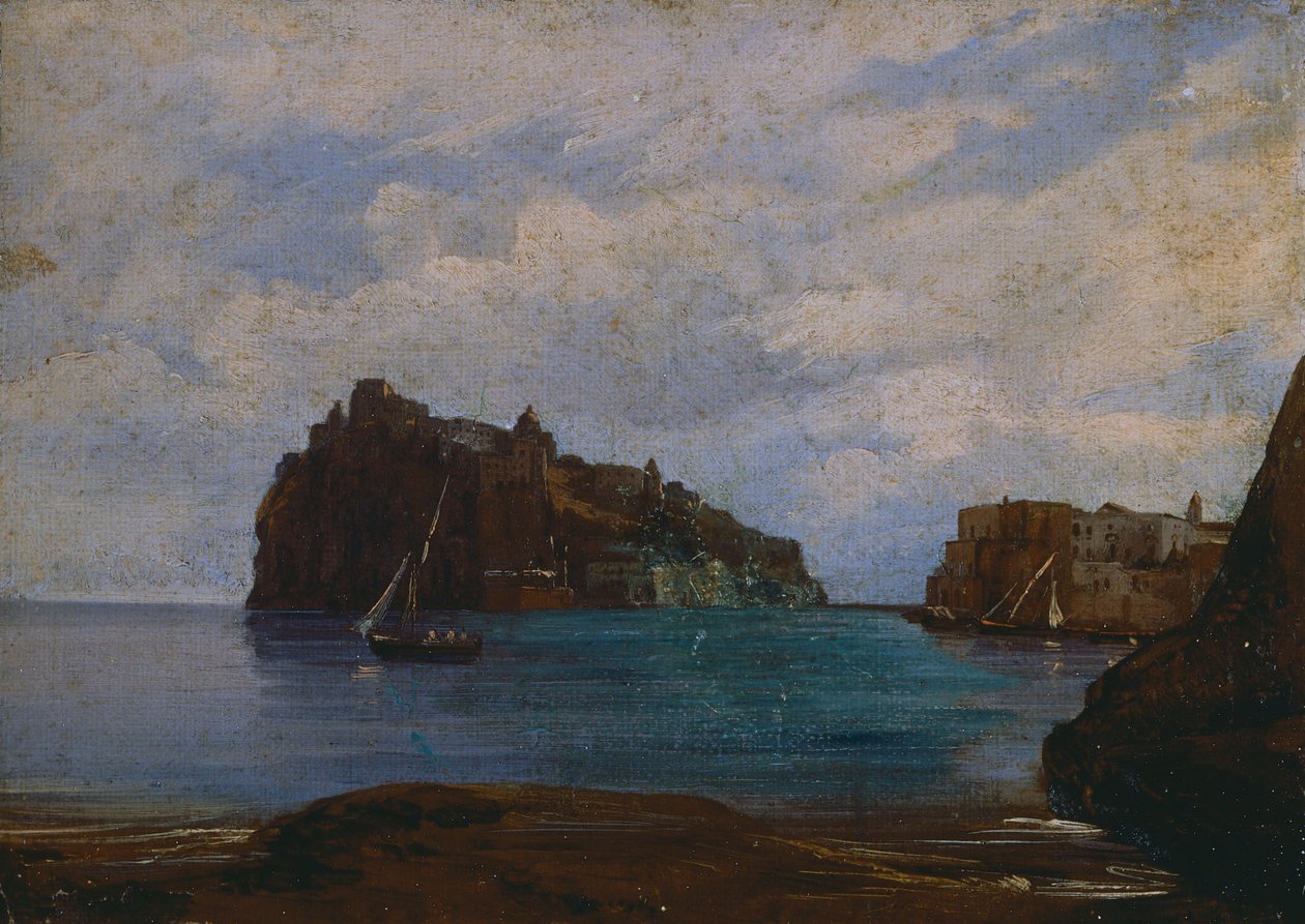 Aragonska slottet Ischia (olja på duk) av Teodoro Duclere