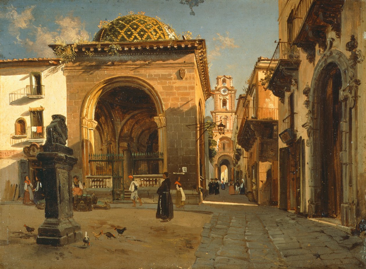 Sedil Dominova Loggia i Sorrento, av Teodoro Duclere, olja på duk av Teodoro Duclere