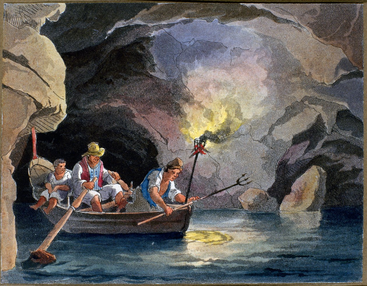 Nattfiske, ca 1830 (akvatint) av Teodoro Guglielmo Witting