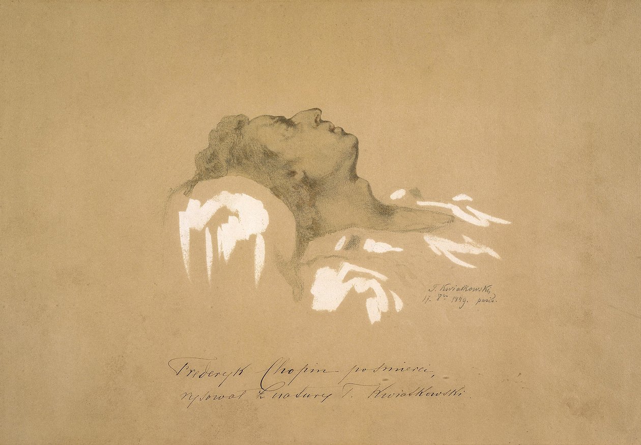Fryderyk Chopin på hans dödsäng av Teofil Kwiatkowski