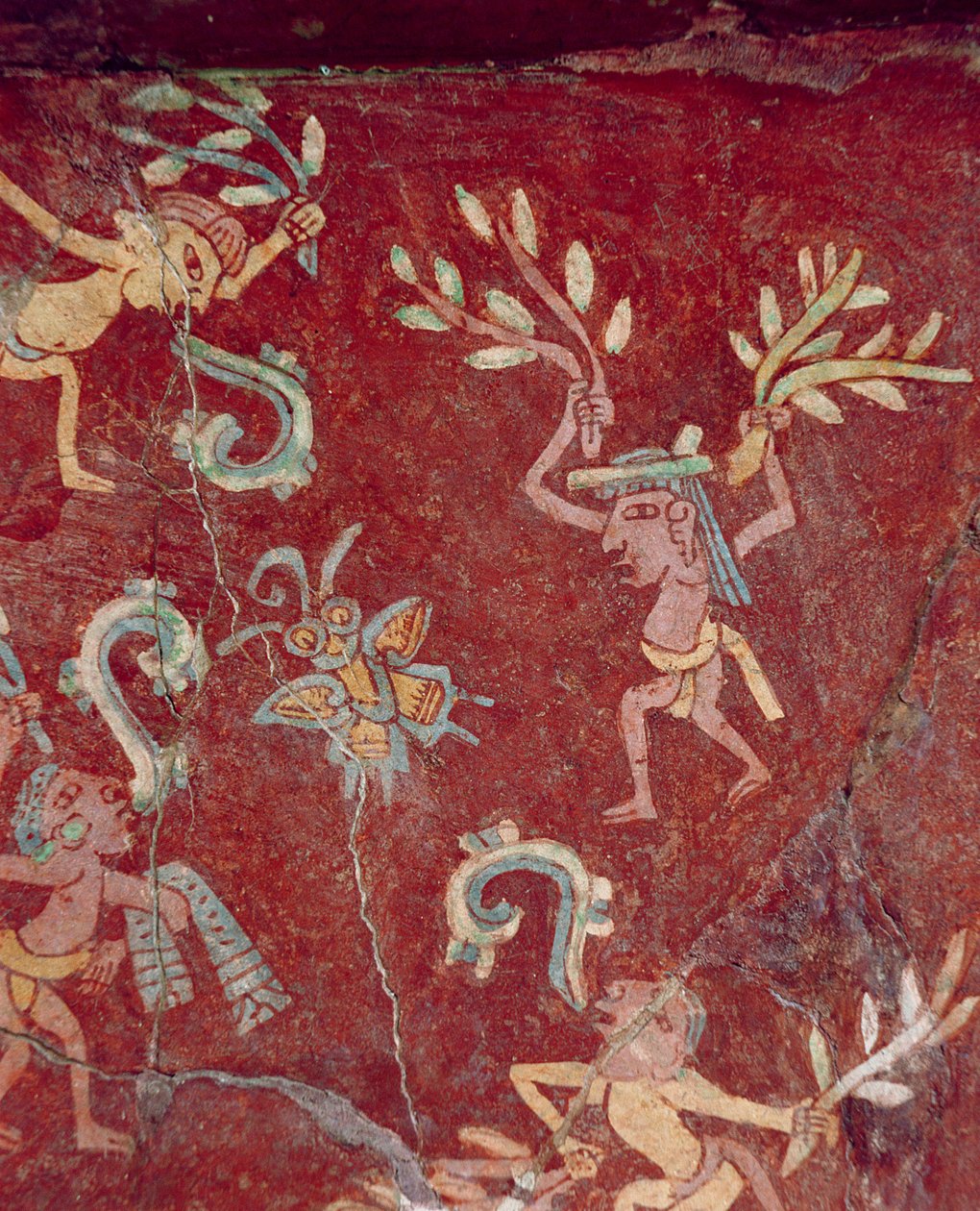 Fresk från Palace of Tepantitla 407318 små figurer, av vilka många har "pratbubblor" är av osäker identifiering; de är under bilden av den stora gudinnan (se 207568) och av Teotihuacan