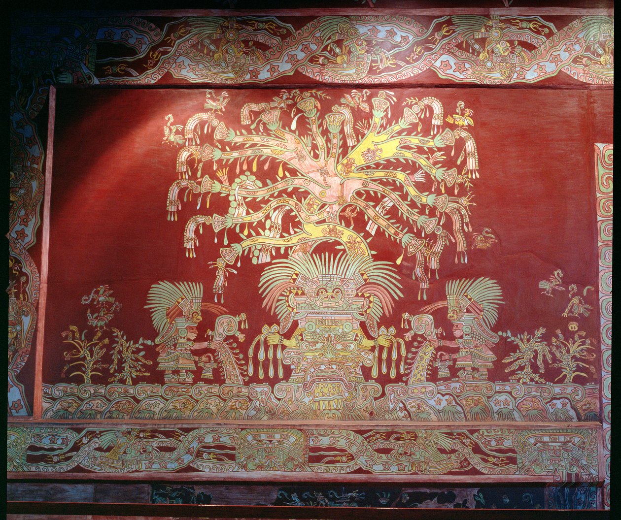 Reproduktion av fresken från Palace of Tepantitla av Teotihuacan