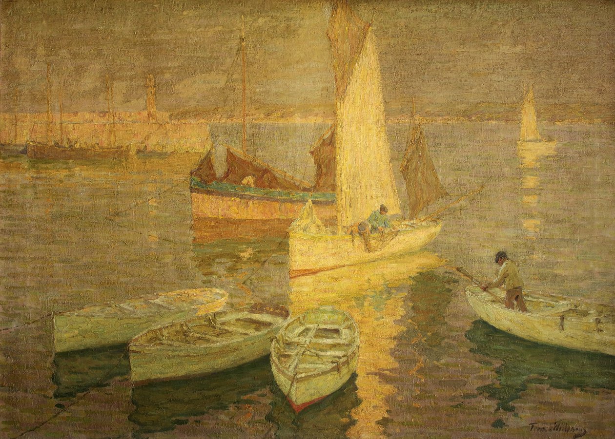 Sunset Glow, St Ives, ca 1925 (olja på duk) av Terrick Williams